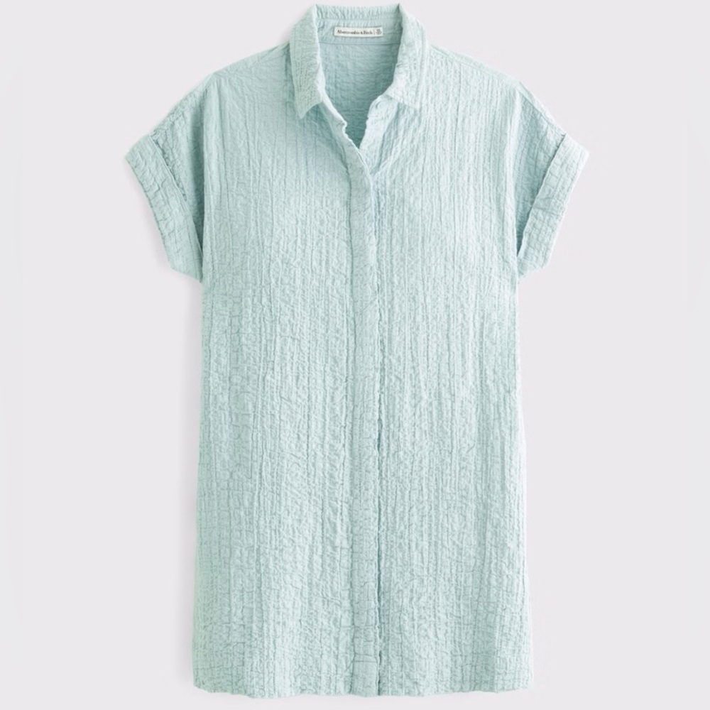 Small Abercrombie & Fitch Blue Textured Mini Dress Cover Up Vacation Coastal